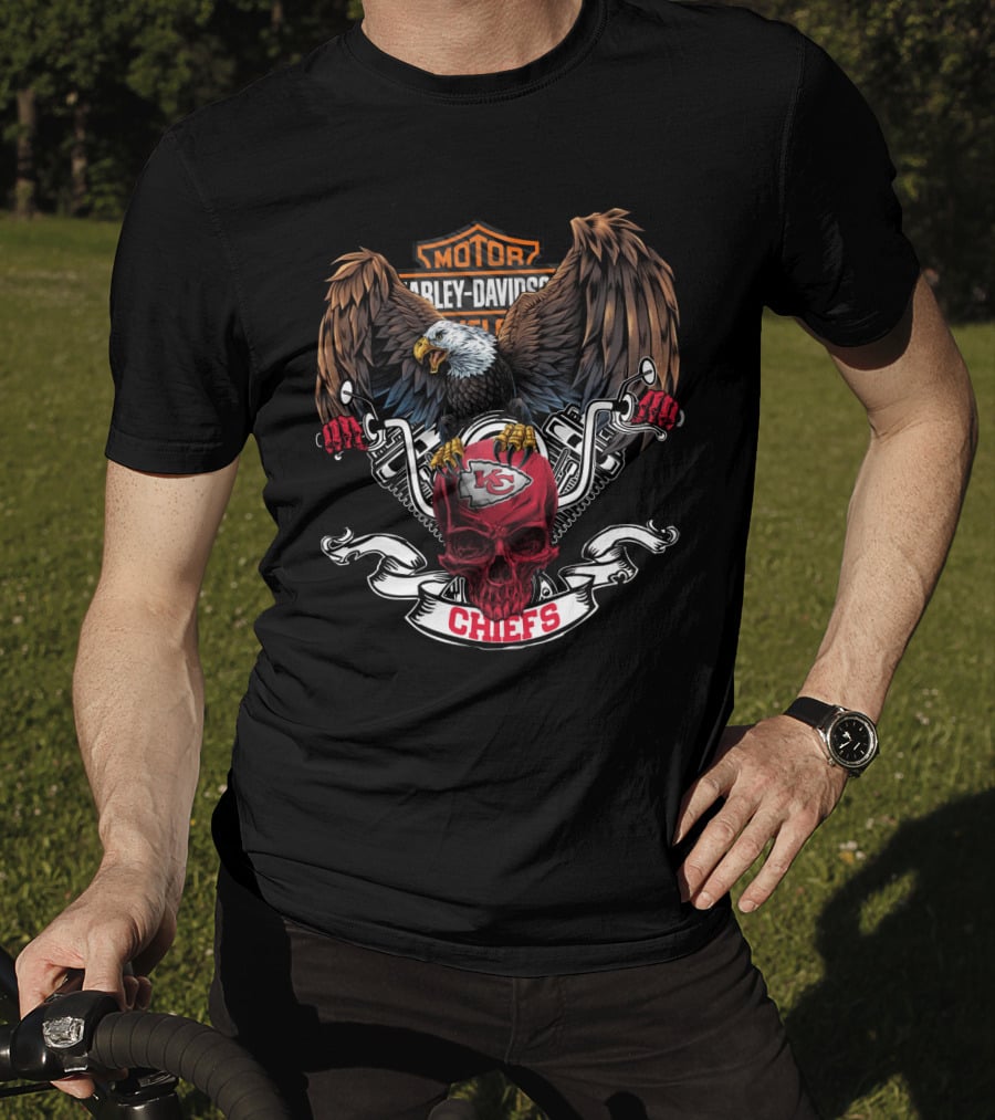 Motor Harley Davidson Eagle Kansas City Chiefs Nfl Chiefs T-Shirt