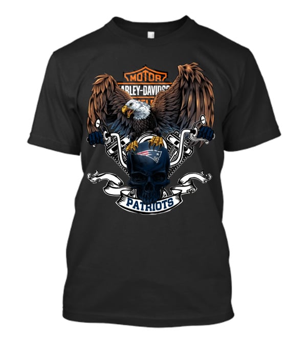 Harley Davidson Motor Patriot Skull New England Patriots Nfl Eagle T-Shirt