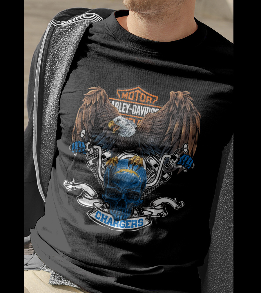 Motor Harley Davidson Cycles Chargers Dh 87 Hd Nfl Los Angeles Chargers T-Shirt
