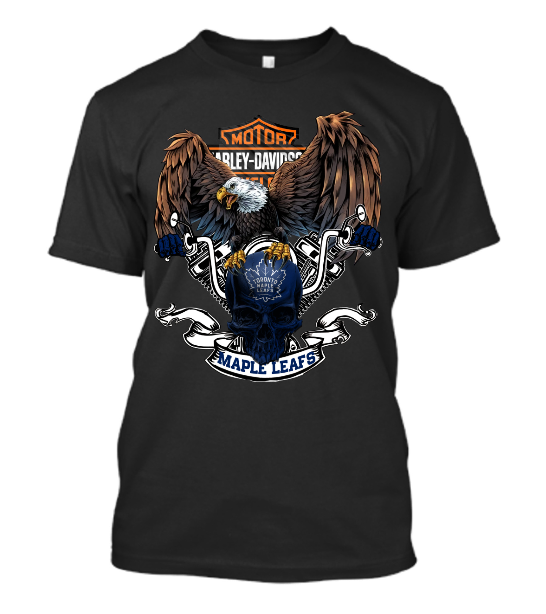 Motor Harley Davidson Cycles Toronto Maple Leafs Nhl Eagle Skull T-Shirt