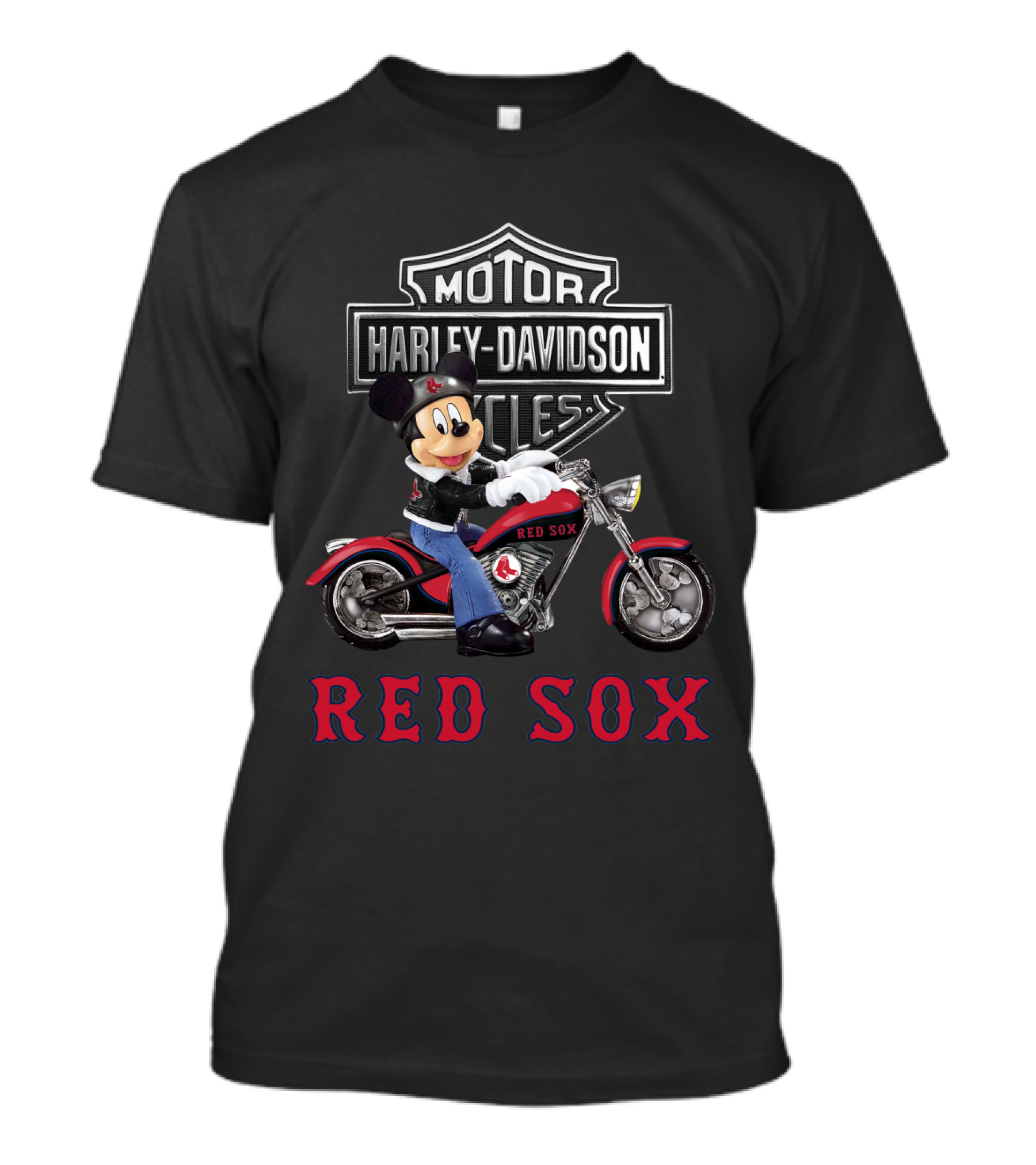 Harley Davidson Mickey Mouse Red Sox Motorcycle Mlb Boston T-Shirt