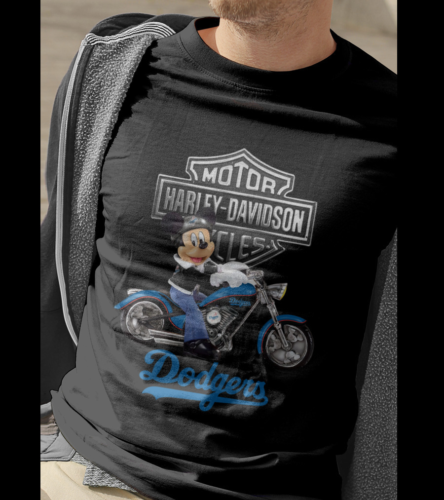 Mickey Mouse Harley Davidson Motorcycles Los Angeles Dodgers T-Shirt