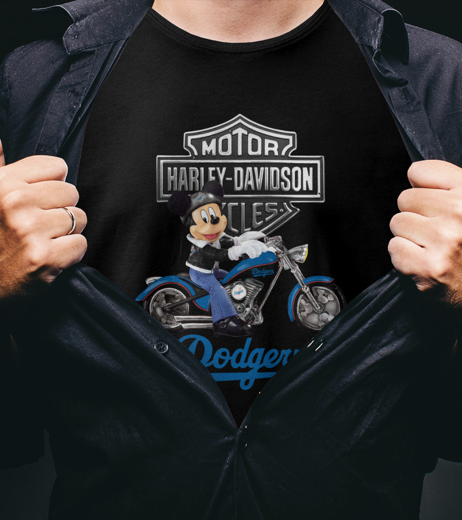 Mickey Mouse Harley Davidson Motorcycles Los Angeles Dodgers T-Shirt