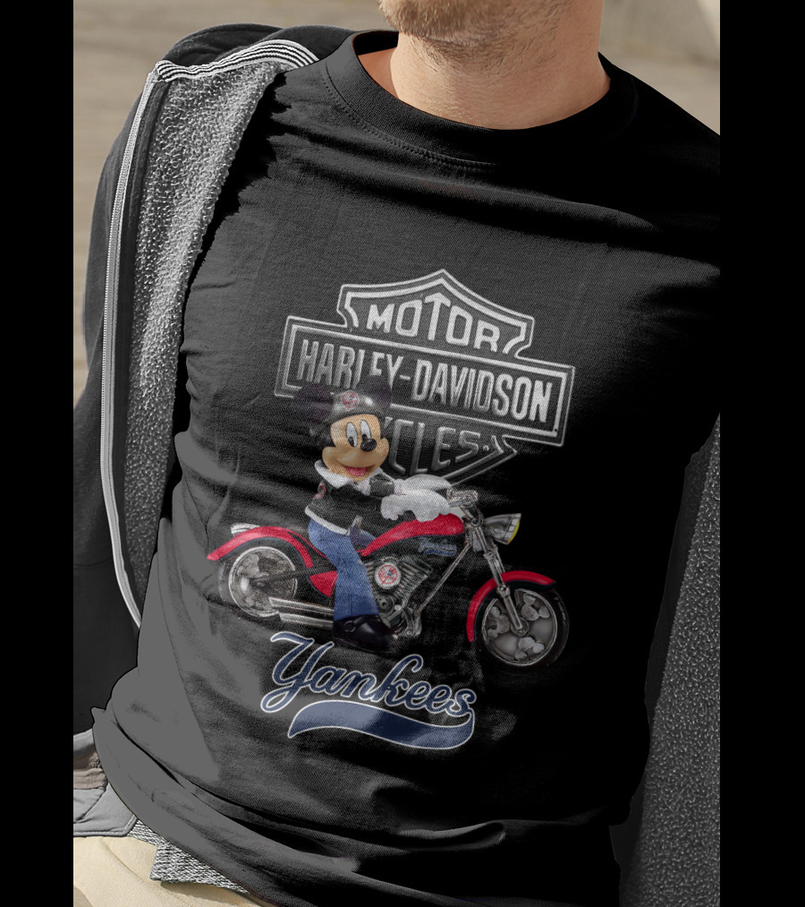 Harley Davidson Motorcycles Mickey Mouse New York Yankees Mlb T-Shirt