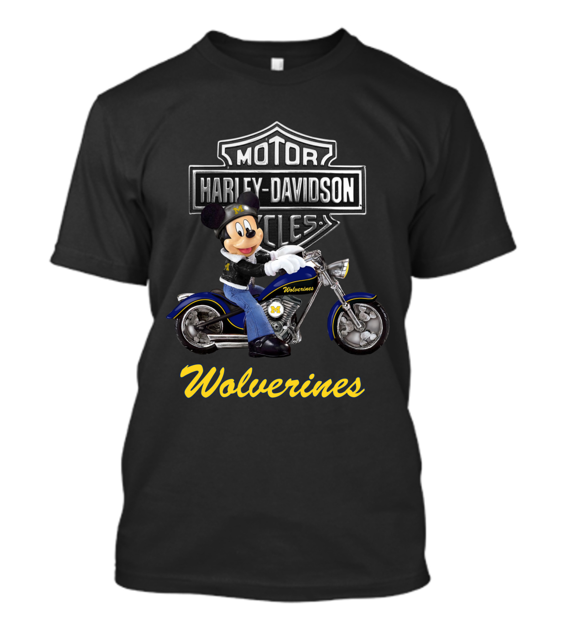 Motor Harley Davidson Cycles Wolverines Michigan Motorcycle Character T-Shirt