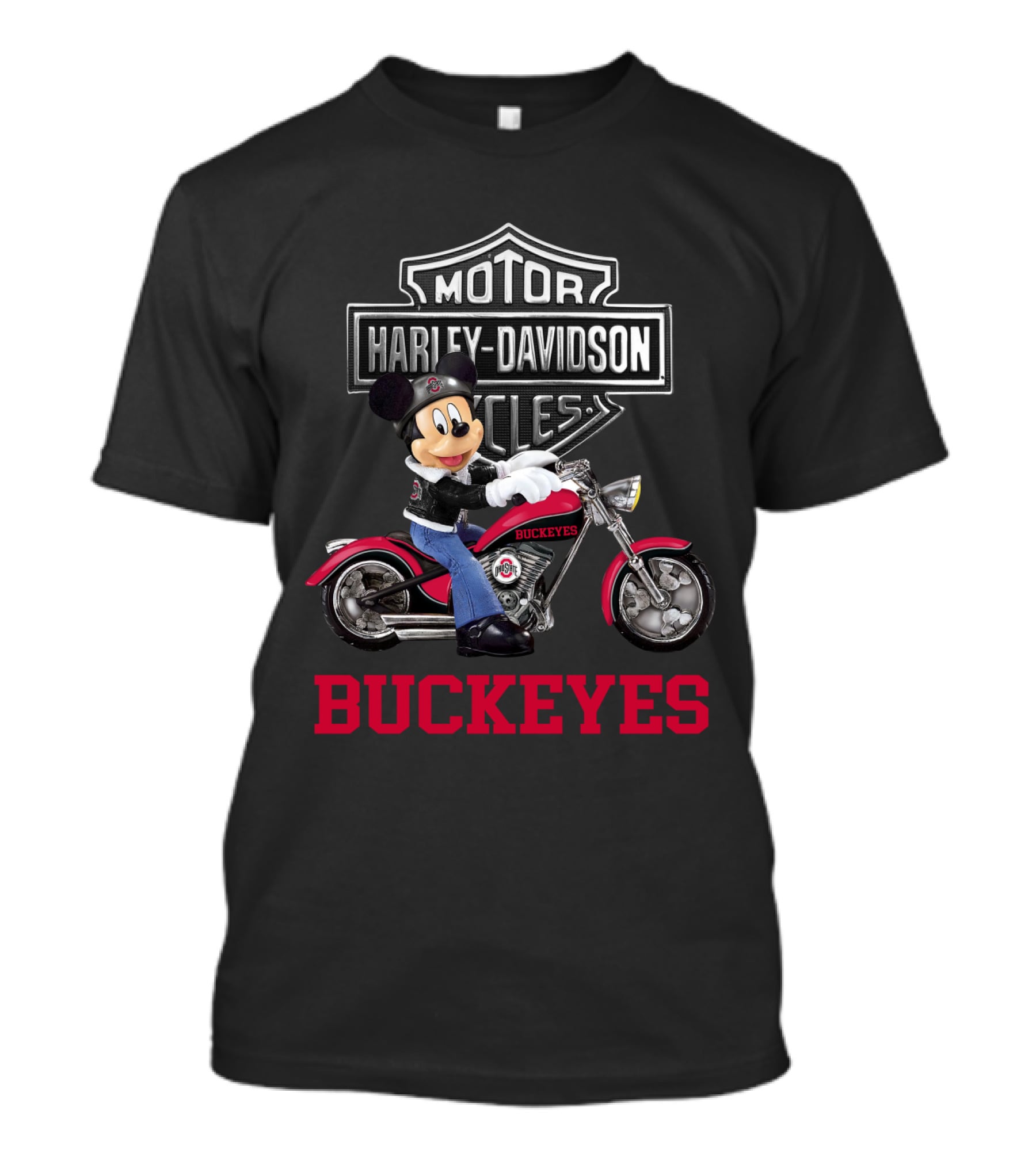 Buckeyes Mickey Mouse Harley Davidson Motorcycles T-Shirt