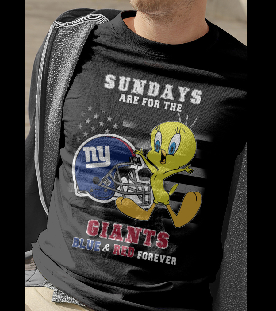 Sundays Are For The Giants Blue And Red Forever Tweety Football Helmet T-Shirt