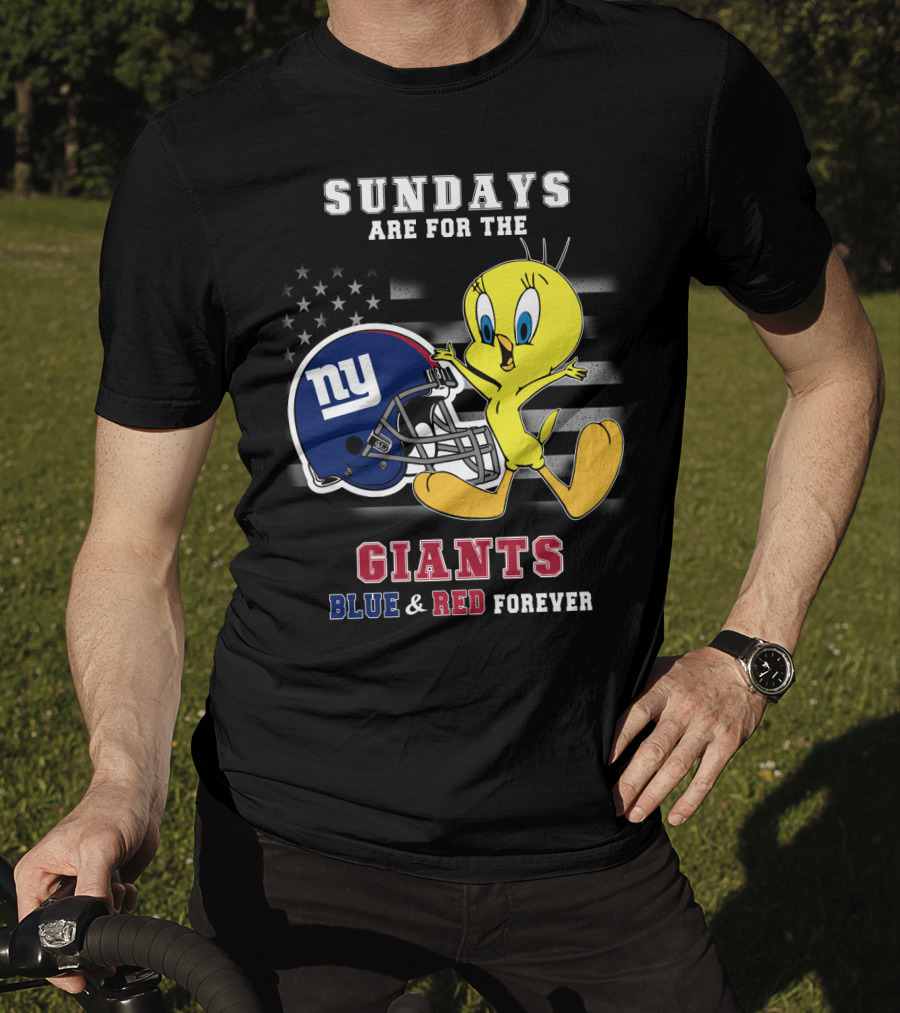 Sundays Are For The Giants Blue And Red Forever Tweety Football Helmet T-Shirt
