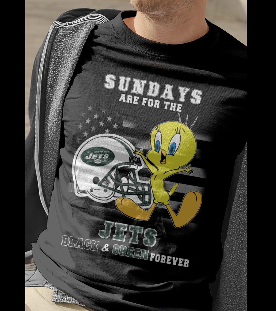 Sundays Are For The Jets Black & Green Forever Tweety T-Shirt