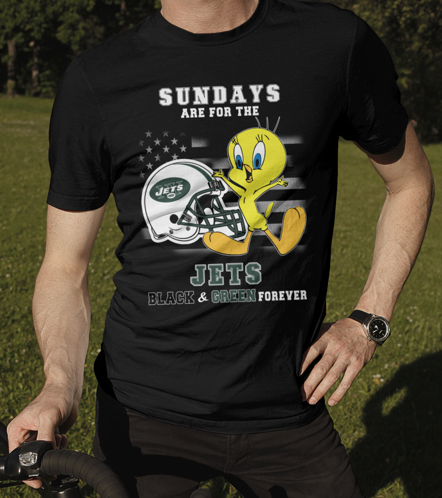 Sundays Are For The Jets Black & Green Forever Tweety T-Shirt
