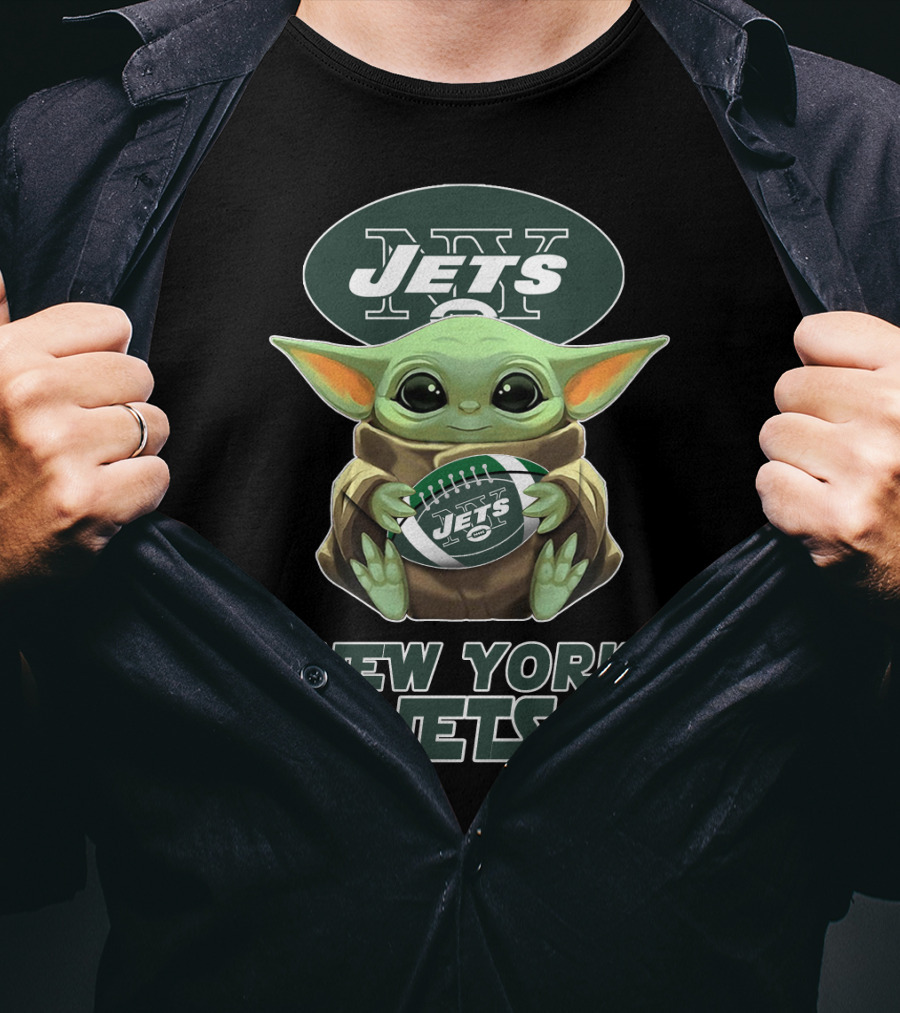 New York Jets Baby Yoda Football T-Shirt