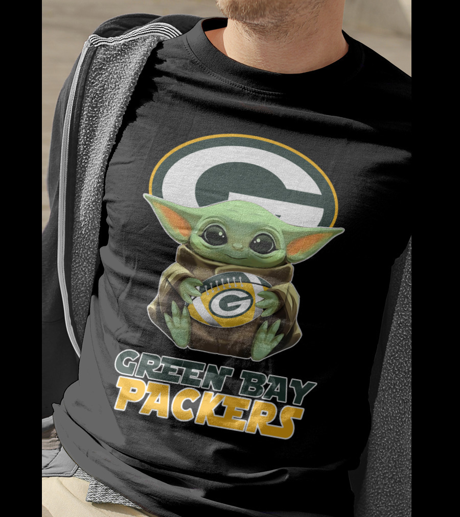Green Bay Packers Baby Yoda Holding Football T-Shirt