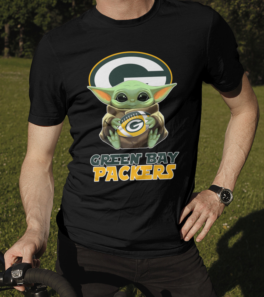 Green Bay Packers Baby Yoda Holding Football T-Shirt