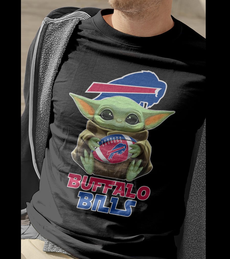 Buffalo Bills Baby Yoda Holding Football T-Shirt
