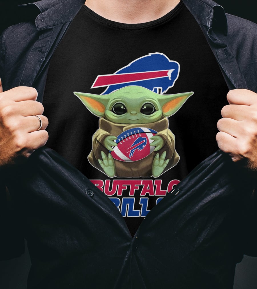 Buffalo Bills Baby Yoda Holding Football T-Shirt
