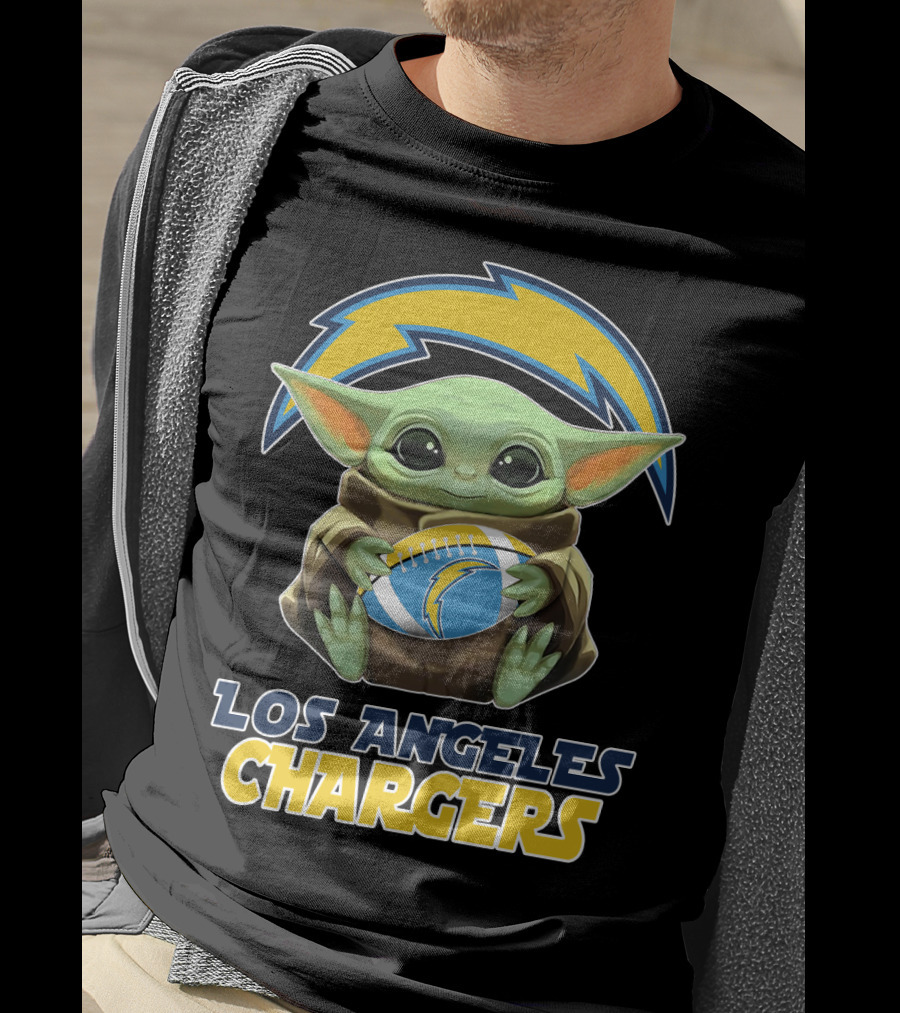 Los Angeles Chargers Baby Yoda Football T-Shirt