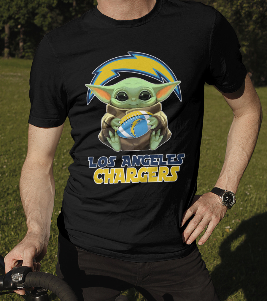 Los Angeles Chargers Baby Yoda Football T-Shirt