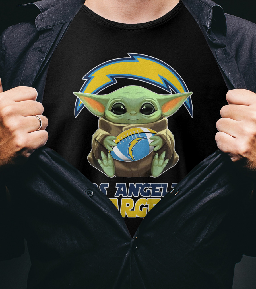 Los Angeles Chargers Baby Yoda Football T-Shirt