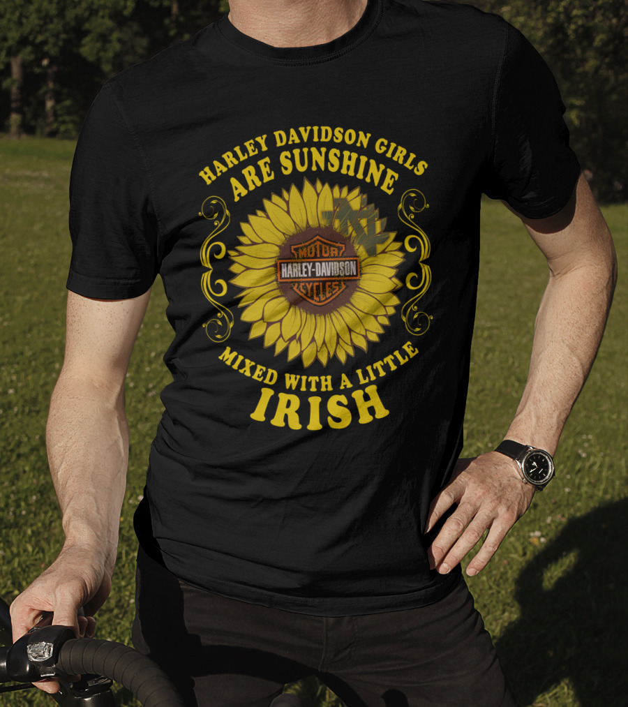 Harley Davidson Girls Are Sunshine Mixed With A Little Irish Motor Cycles T-Shirt