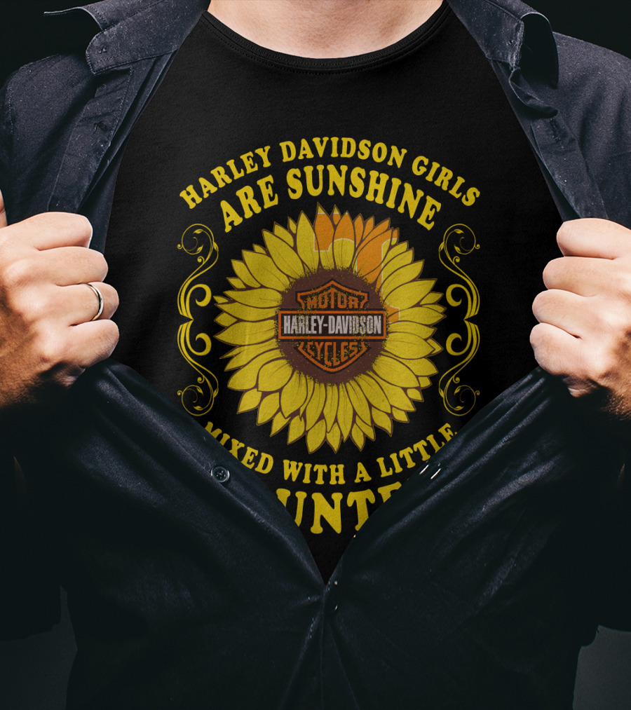 Harley Davidson Girls Are Sunshine Mixed With A Little Volunteer Motor Harley Davidson Cycles T-Shirt