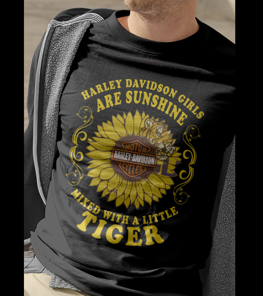 Harley Davidson Girls Are Sunshine Mixed With A Little Tiger T-Shirt