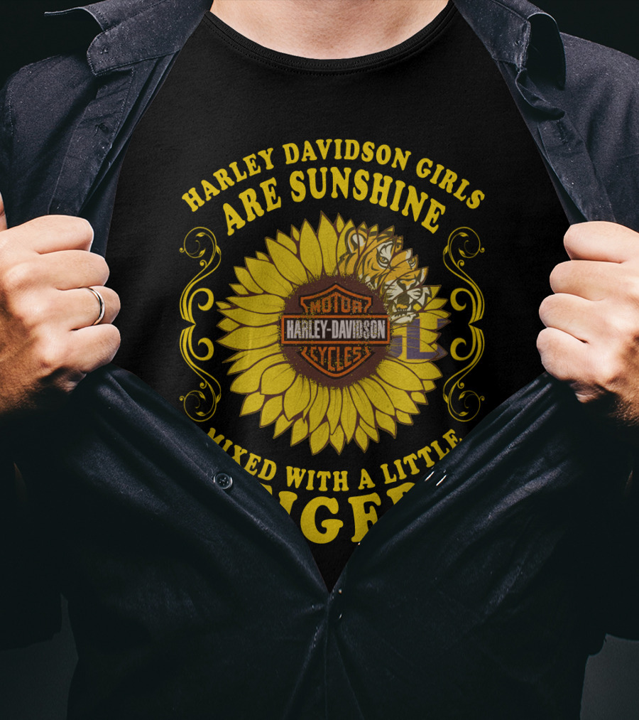Harley Davidson Girls Are Sunshine Mixed With A Little Tiger T-Shirt