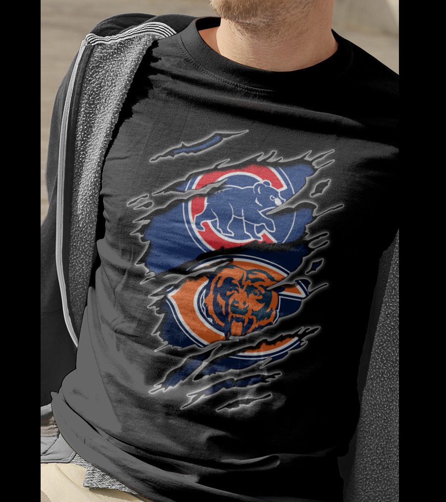Chicago Bears And Cubs Fan Crossover Claw Marks T-Shirt