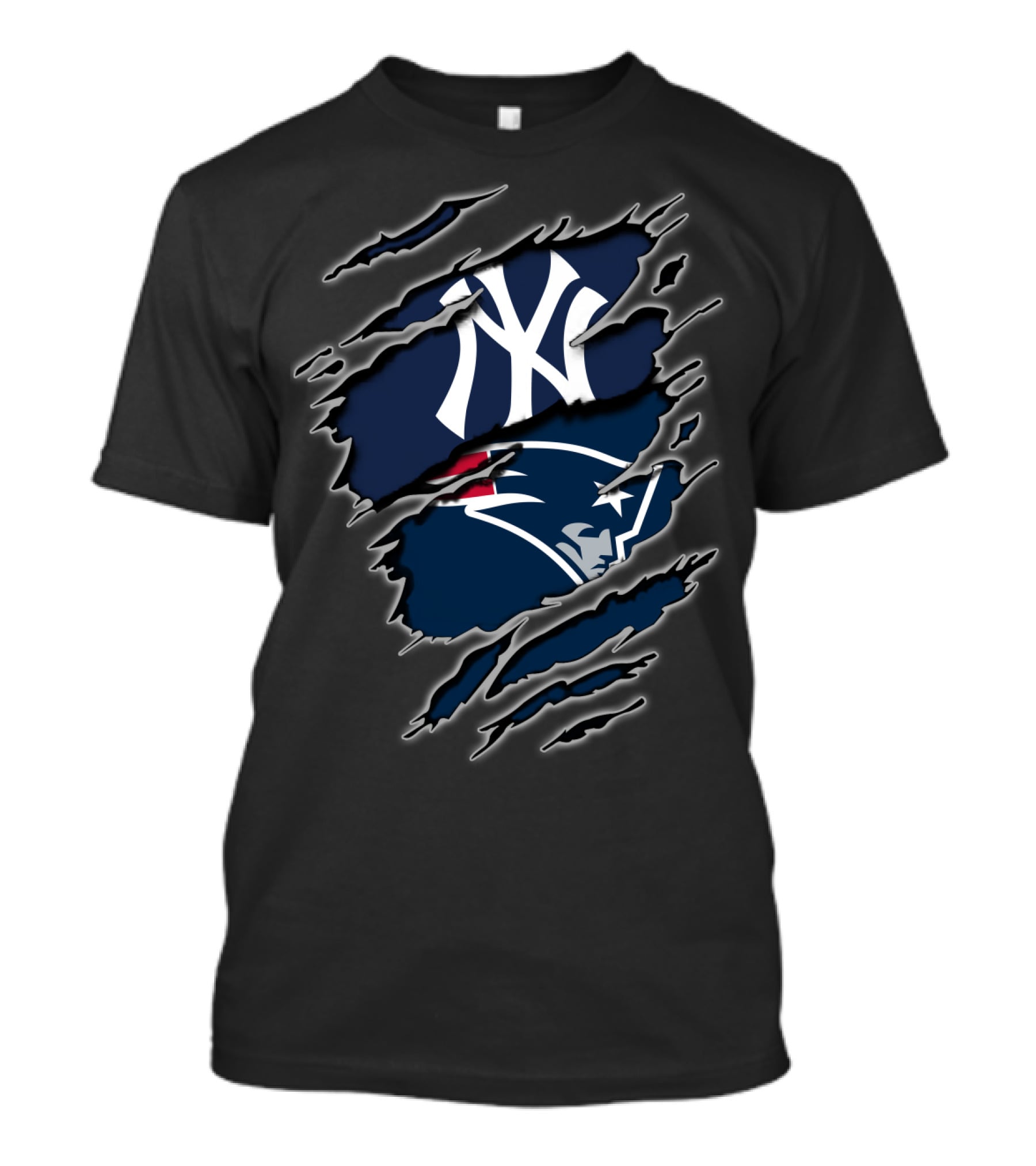 Yankees Patriots Fan Crossover Iconic Sports Logos T-Shirt