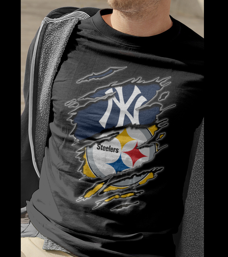 Yankees Steelers Fans Iconic Sports Logos T-Shirt