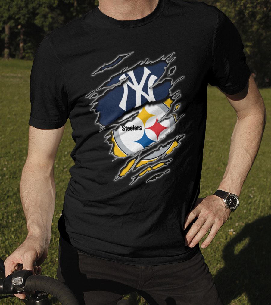 Yankees Steelers Fans Iconic Sports Logos T-Shirt