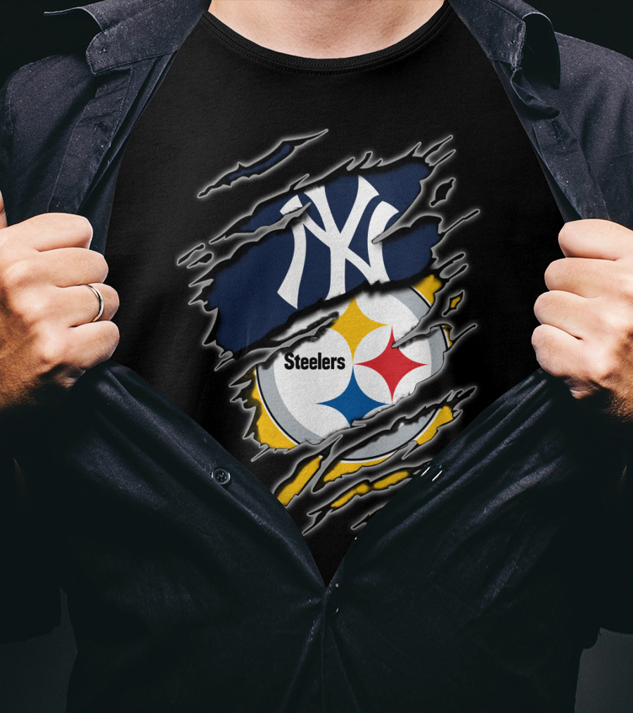 Yankees Steelers Fans Iconic Sports Logos T-Shirt