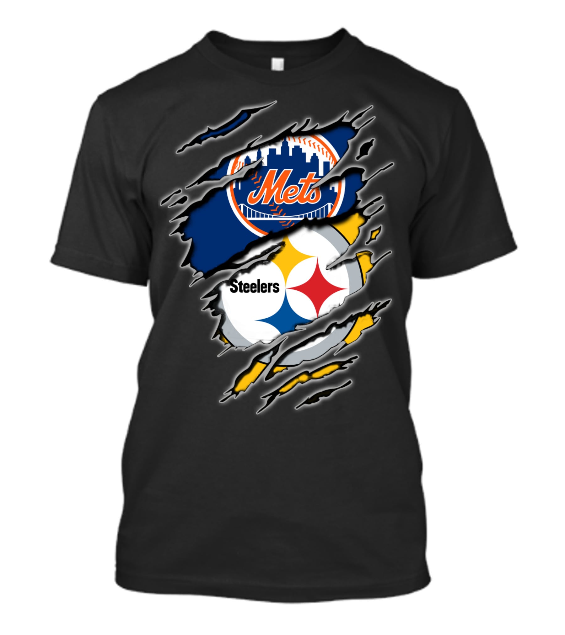 Mets Steelers Fan Crossover Logo T-Shirt