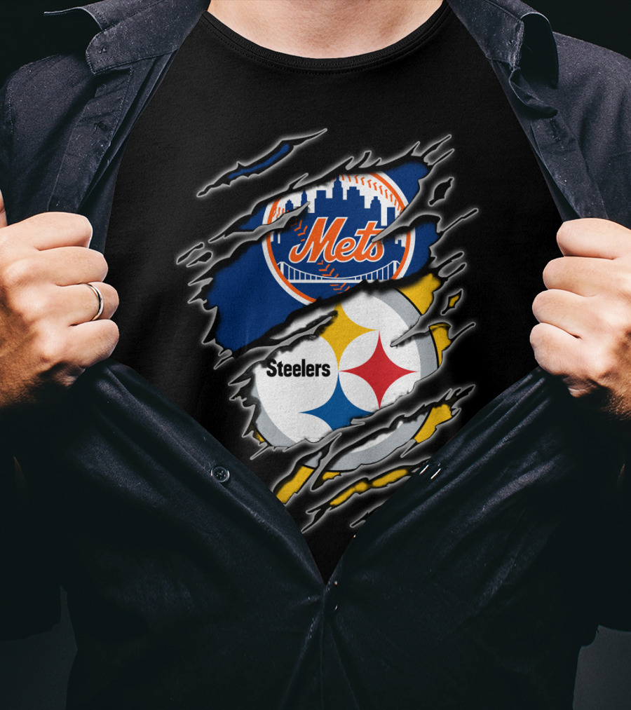 Mets Steelers Fan Crossover Logo T-Shirt