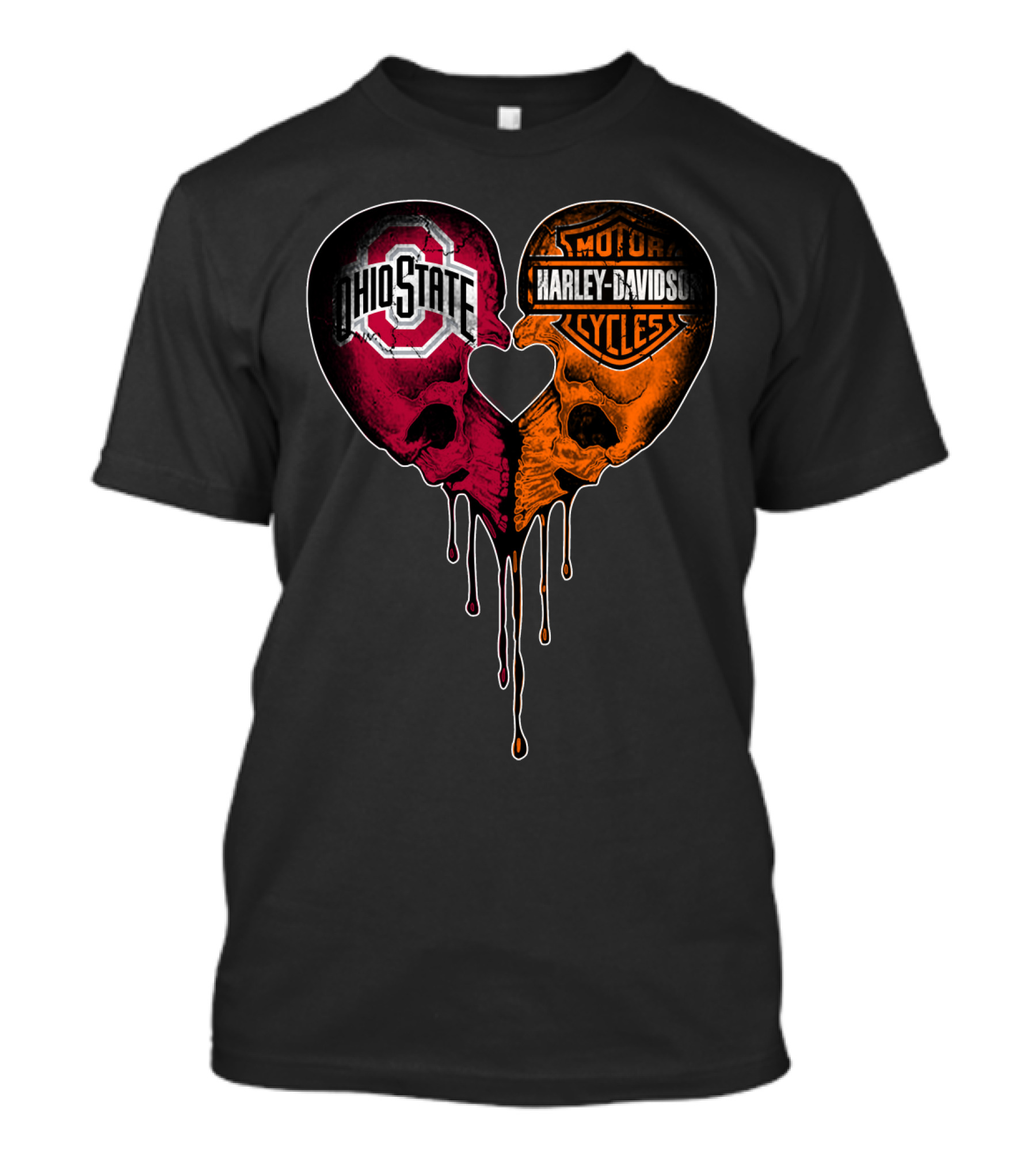 Ohio State Harley Davidson Skull Heart T-Shirt