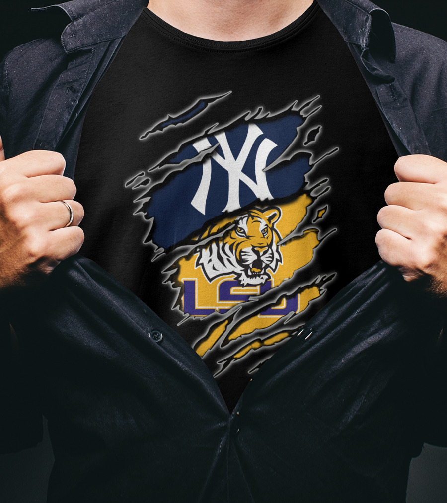 Yankees And Lsu Tigers Fan Fusion T-Shirt