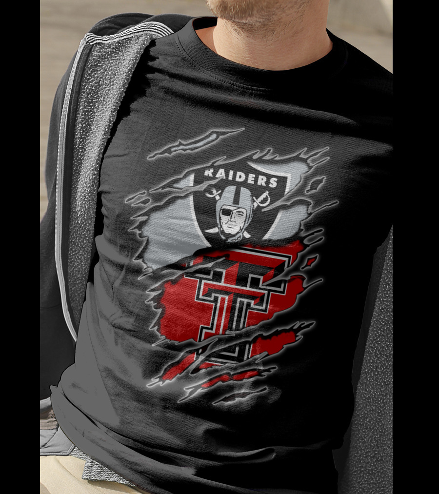 Las Vegas Raiders And Texas Tech Red Raiders Dual Fan Pride T-Shirt