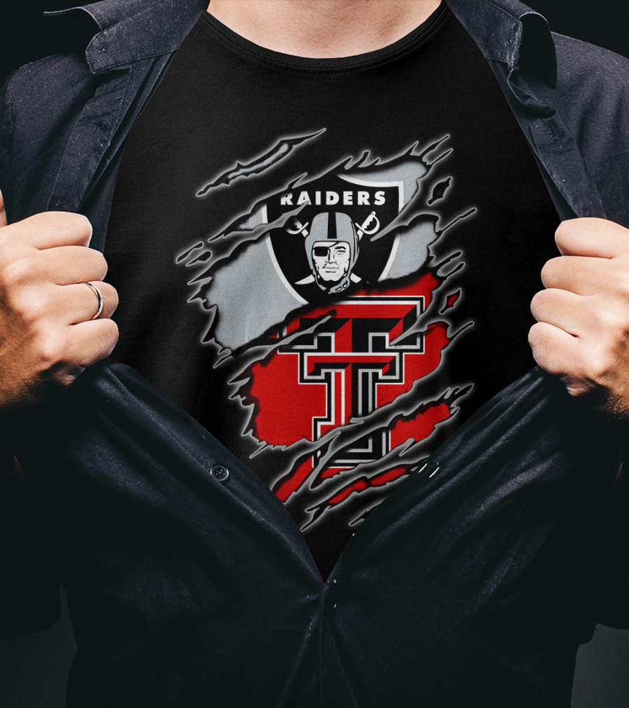 Las Vegas Raiders And Texas Tech Red Raiders Dual Fan Pride T-Shirt
