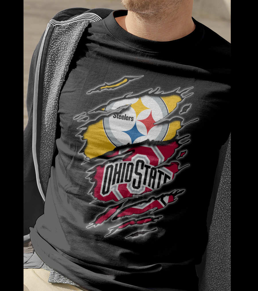 Steelers Ohio State Fan Crossover Claw Marks T-Shirt