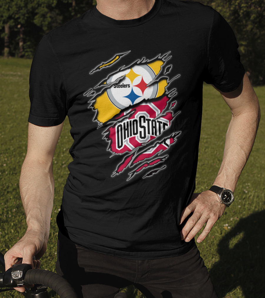 Steelers Ohio State Fan Crossover Claw Marks T-Shirt