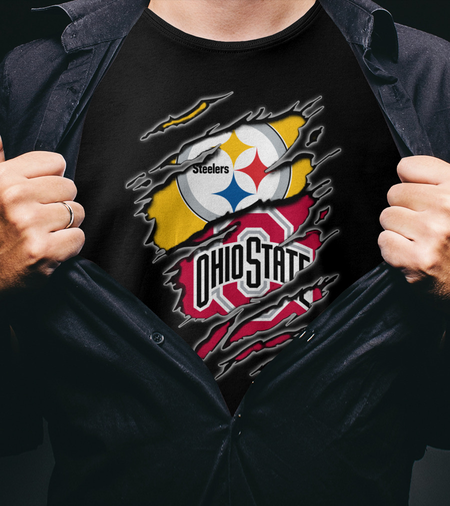 Steelers Ohio State Fan Crossover Claw Marks T-Shirt