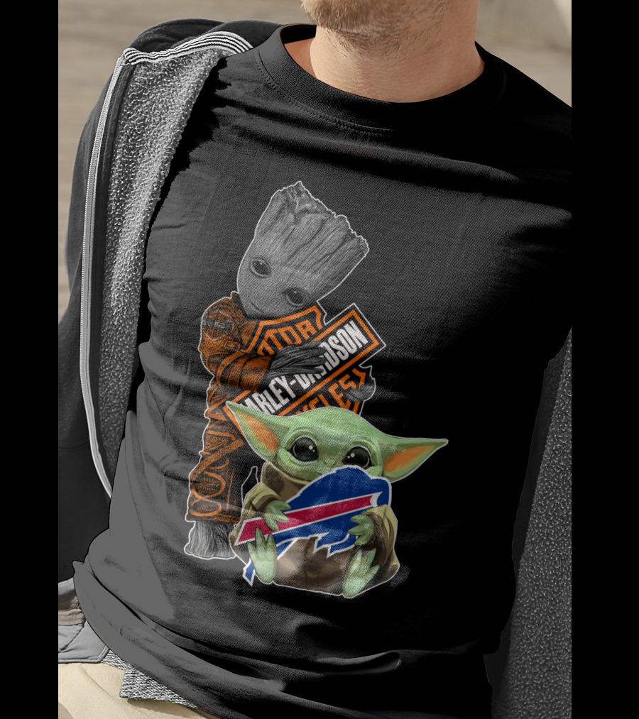 Groot Harley Davidson Baby Yoda Buffalo Bills T-Shirt