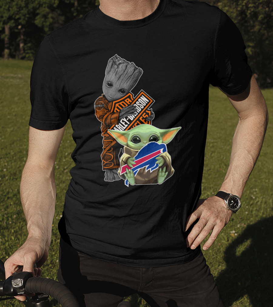 Groot Harley Davidson Baby Yoda Buffalo Bills T-Shirt