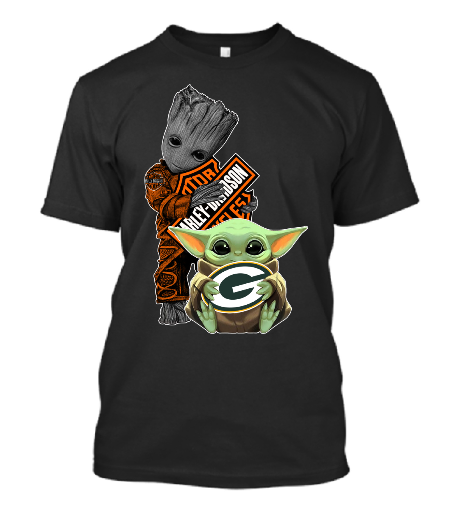 Harley Davidson Groot Green Bay Packers Baby Yoda T-Shirt