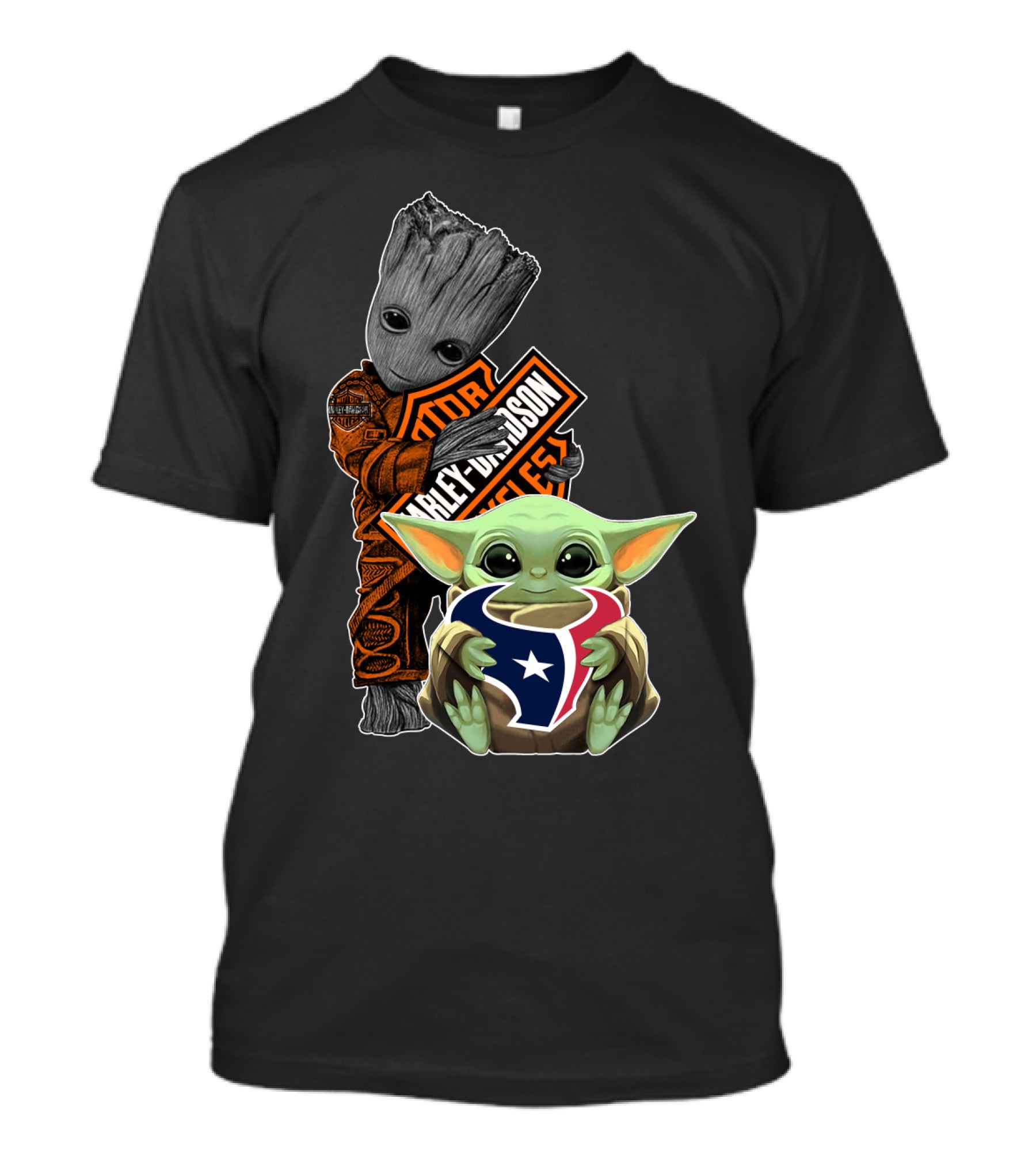 Groot Harley Davidson Nfl Houston Texans Baby Yoda T-Shirt