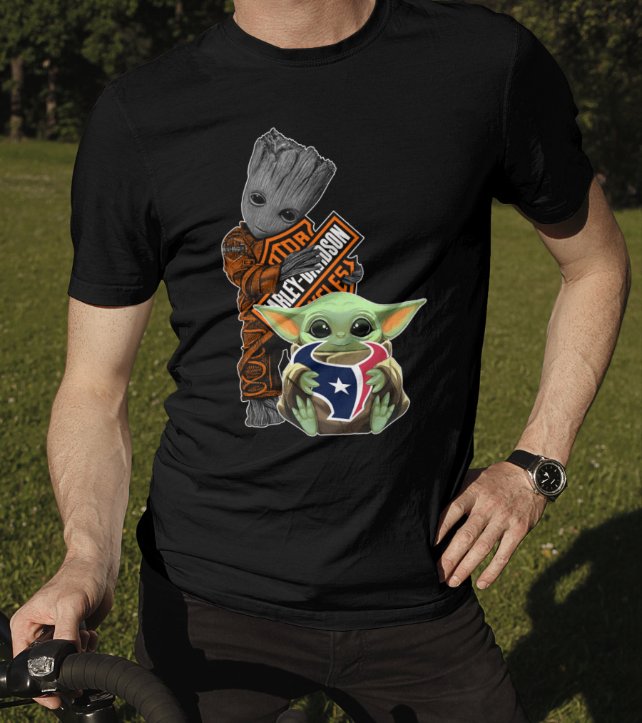 Groot Harley Davidson Nfl Houston Texans Baby Yoda T-Shirt