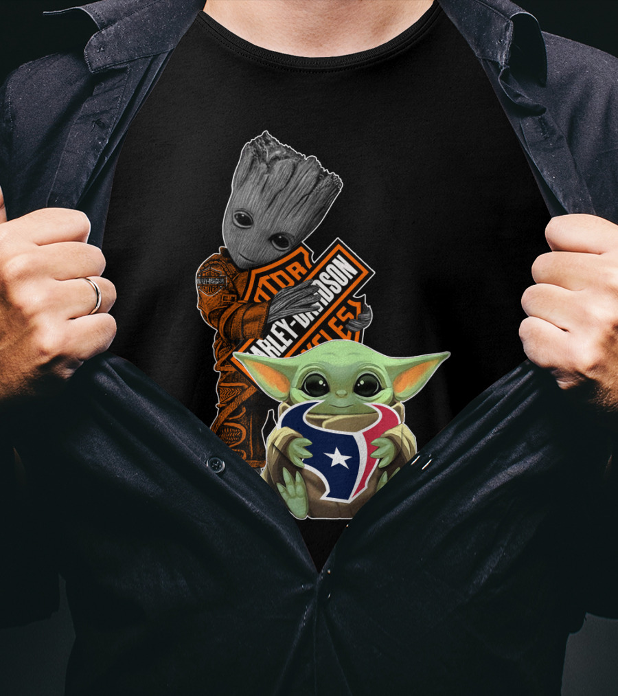 Groot Harley Davidson Nfl Houston Texans Baby Yoda T-Shirt