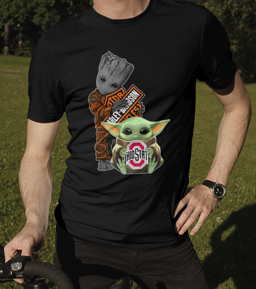 Harley Davidson Groot Ohio State Baby Yoda T-Shirt