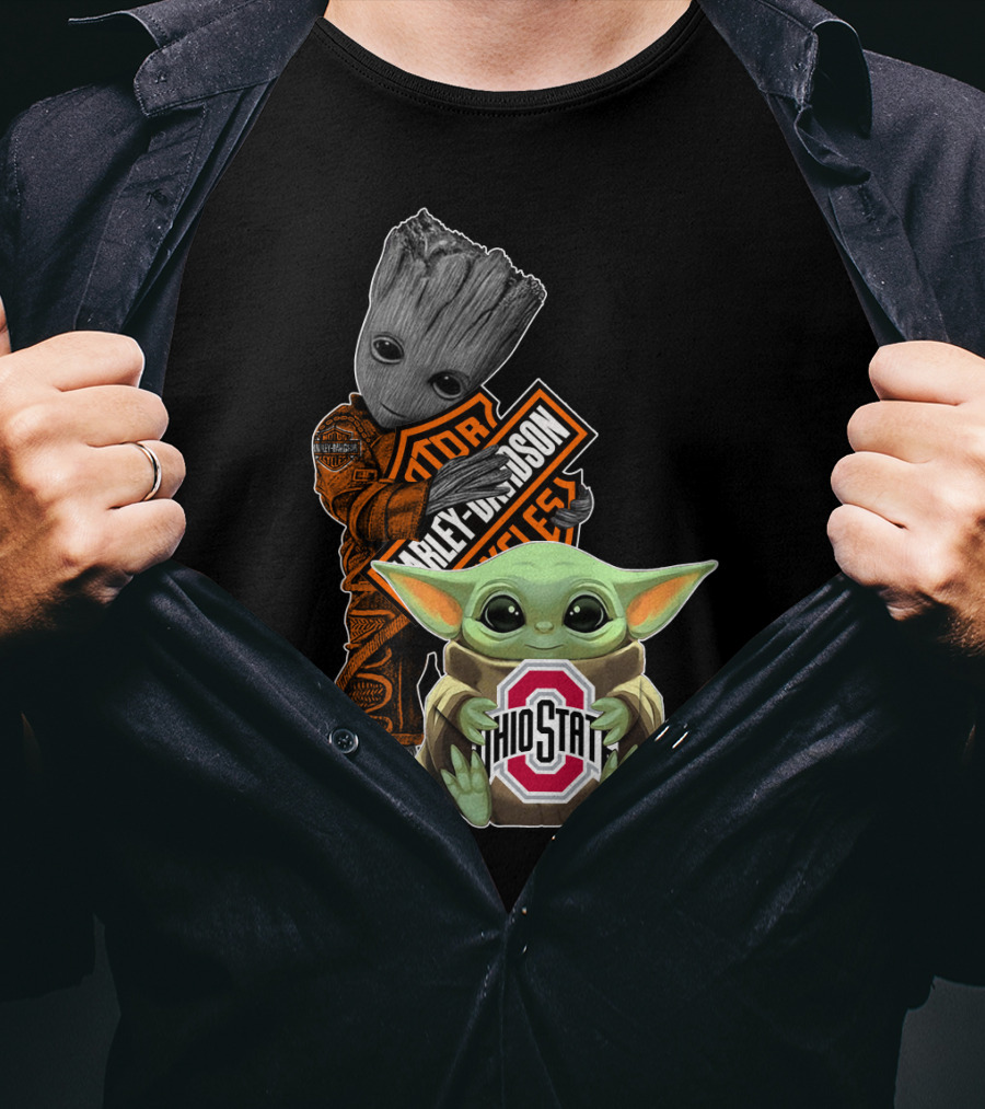 Harley Davidson Groot Ohio State Baby Yoda T-Shirt