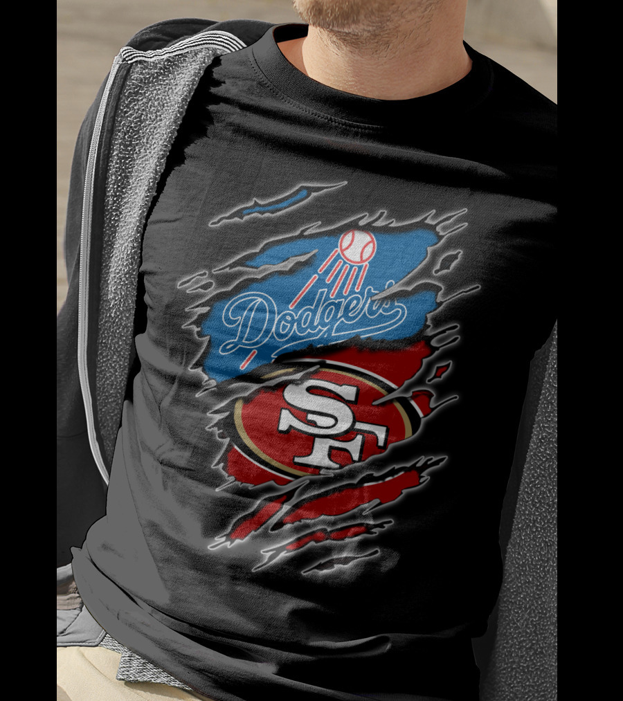 Dodgers Sf Football Baseball Fan Crossover T-Shirt