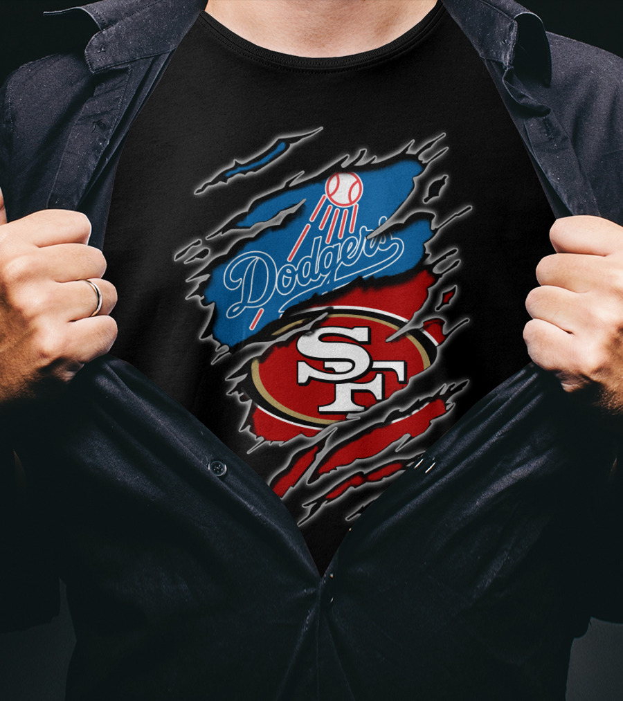 Dodgers Sf Football Baseball Fan Crossover T-Shirt